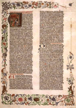 The Giant Bible of Mainz is a very large manuscript Bible produced in 1452-3