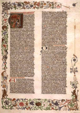 The Giant Bible of Mainz is a very large manuscript Bible produced in 1452-3