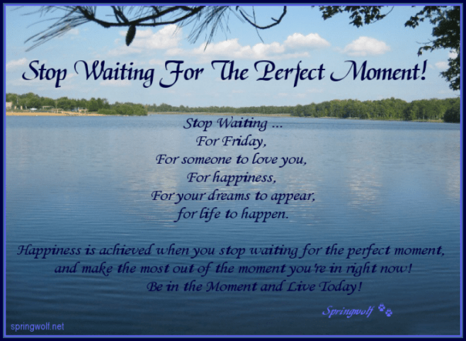 Stop Waiting For The Perfect Moment © 2014 Springwolf