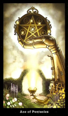 The Steampunk Tarot by Aly Fell - Ace of Pentacles