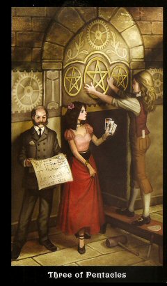 The Steampunk Tarot by Aly Fell - Three Of Pentacles