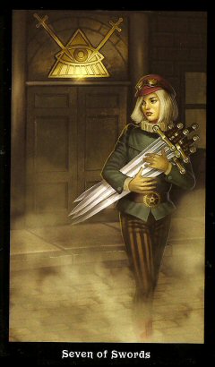The Steampunk Tarot by Aly Fell - Seven of Swords