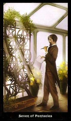 The Steampunk Tarot by Aly Fell - Seven of Pentacles