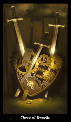 The Steampunk Tarot by Aly Fell - Three of Swords
