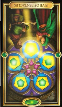 The Gilded Tarot by Ciro Marchetti - Five of Pentacles: Inverted