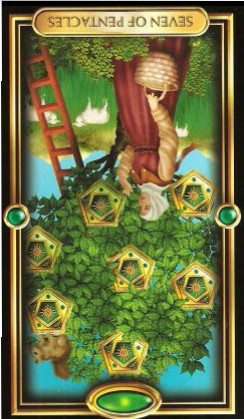 The Gilded Tarot by Ciro Marchetti - Seven of Pentacles : Inverted