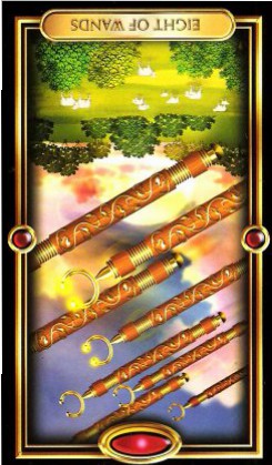 The Gilded Tarot by Ciro Marchetti - Eight of Wands - Inverted