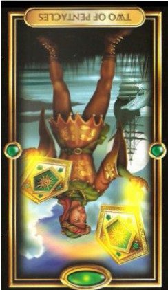 The Gilded Tarot by Ciro Marchetti  - Two of Pentacles - Inverted