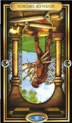 The Gilded Tarot by Ciro Marchetti - Seven of Swords - Inverted